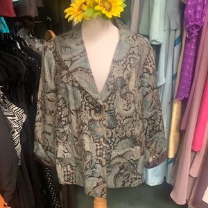 George Woman Plus Blazer w brown and teal